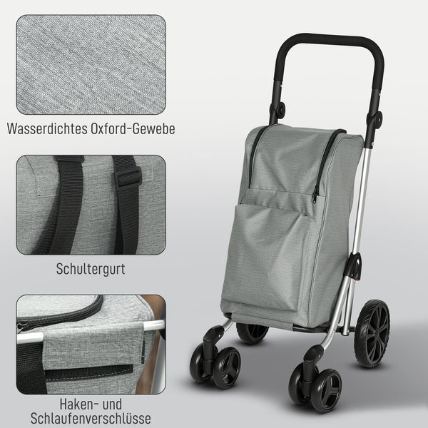 Einkaufstrolley faltbar mit Kühltasche 46L grau