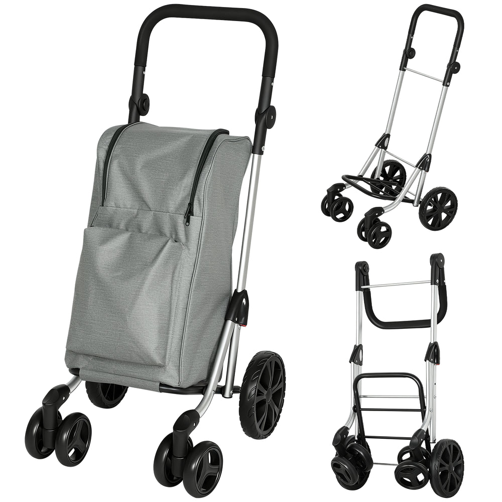 Einkaufstrolley faltbar mit Kühltasche 46L grau
