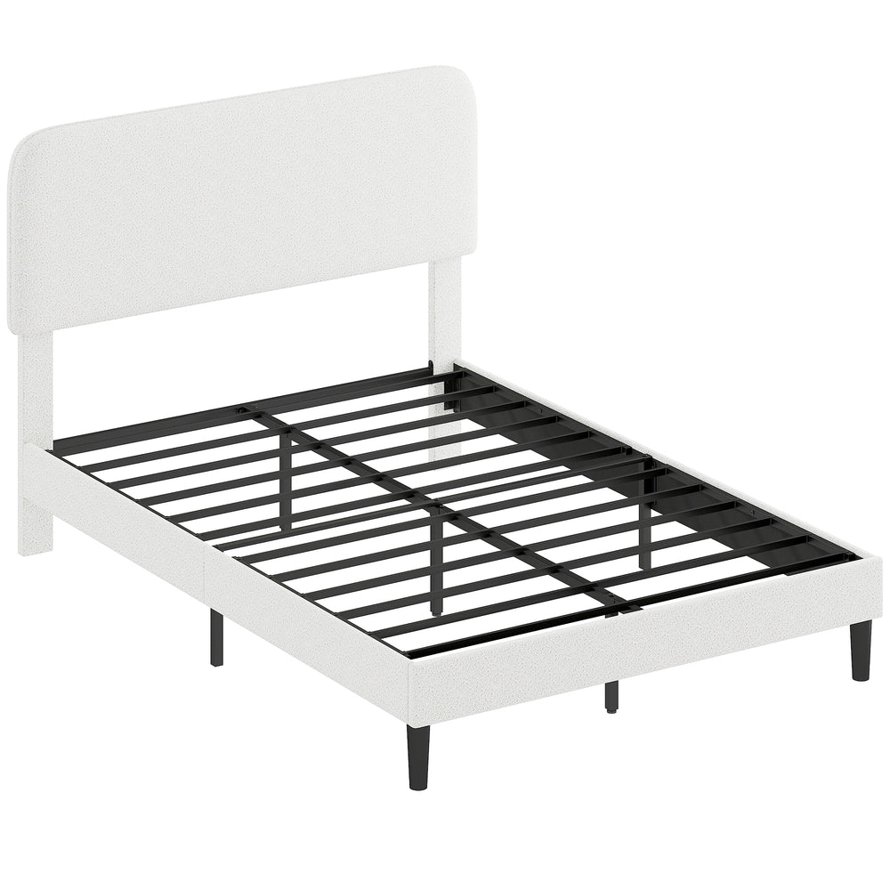 Einzelbett mit gepolstertem Kopfteil einfacher Aufbau Metall weiss