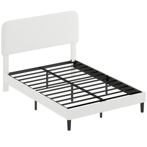 Einzelbett mit gepolstertem Kopfteil einfacher Aufbau Metall weiss