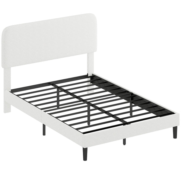 Einzelbett mit gepolstertem Kopfteil einfacher Aufbau Metall weiss