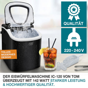 Eiswürfelmaschine 12kg/Tag tragbar & kompakt mit LED-Anzeige