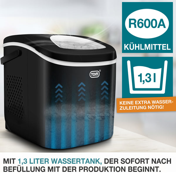 Eiswürfelmaschine 12kg/Tag tragbar & kompakt mit LED-Anzeige