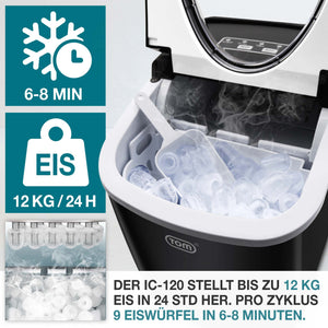 Eiswürfelmaschine 12kg/Tag tragbar & kompakt mit LED-Anzeige