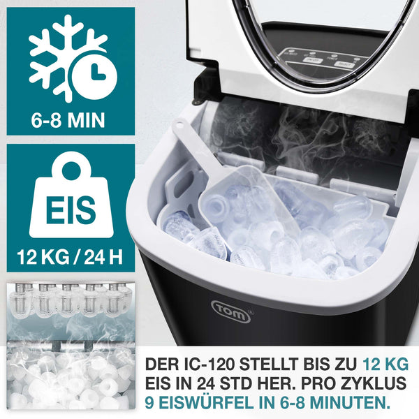 Eiswürfelmaschine 12kg/Tag tragbar & kompakt mit LED-Anzeige