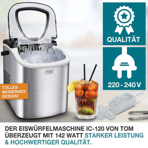 Eiswürfelmaschine 12kg/Tag tragbar & kompakt mit LED-Anzeige
