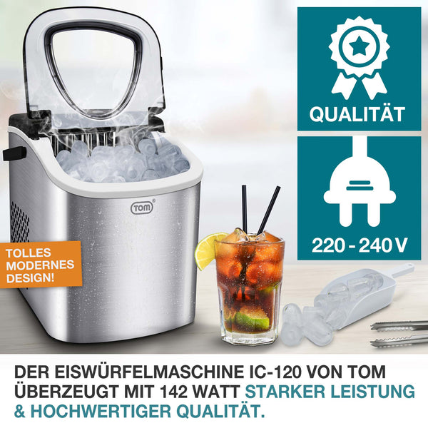Eiswürfelmaschine 12kg/Tag tragbar & kompakt mit LED-Anzeige