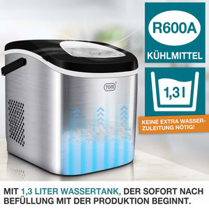 Eiswürfelmaschine 12kg/Tag tragbar & kompakt mit LED-Anzeige