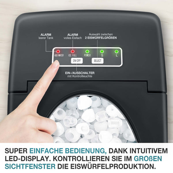 Eiswürfelmaschine 12kg/Tag tragbar & kompakt mit LED-Anzeige