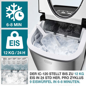 Eiswürfelmaschine 12kg/Tag tragbar & kompakt mit LED-Anzeige