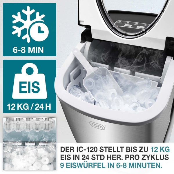 Eiswürfelmaschine 12kg/Tag tragbar & kompakt mit LED-Anzeige