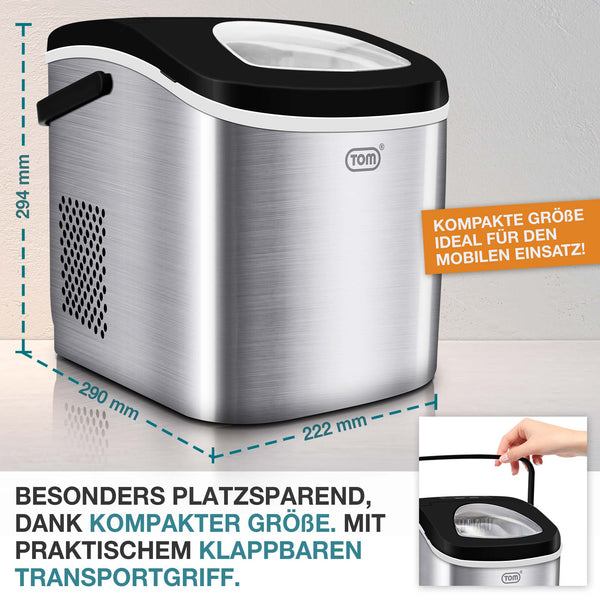 Eiswürfelmaschine 12kg/Tag tragbar & kompakt mit LED-Anzeige