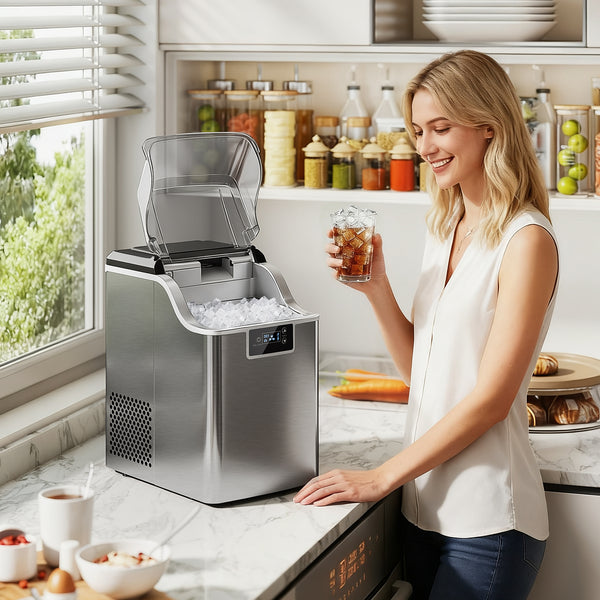 Eiswürfelmaschine mit 2,1L Wassertank 20kg 24h silber