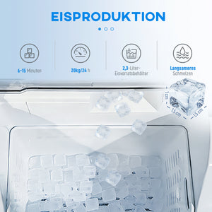 Eiswürfelmaschine mit 2,1L Wassertank 20kg 24h silber