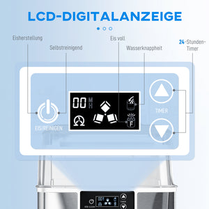 Eiswürfelmaschine mit 2,1L Wassertank 20kg 24h silber