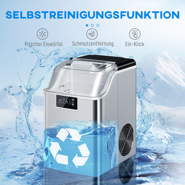 Eiswürfelmaschine mit 2,1L Wassertank 20kg 24h silber