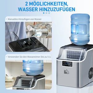 Eiswürfelmaschine mit Wassertank 20kg pro Tag silber