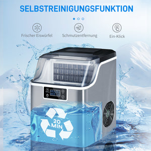 Eiswürfelmaschine mit Wassertank 20kg pro Tag silber