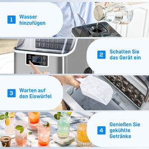 Eiswürfelmaschine mit Wassertank 20kg pro Tag silber