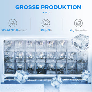 Eiswürfelmaschine gewerblich mit LED-Anzeige und Schaufel