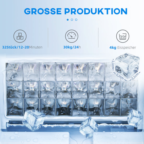 Eiswürfelmaschine gewerblich mit LED-Anzeige und Schaufel