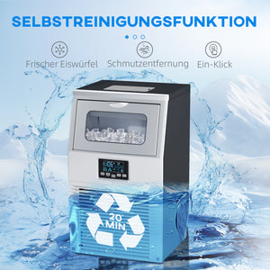 Eiswürfelmaschine gewerblich mit LED-Anzeige und Schaufel