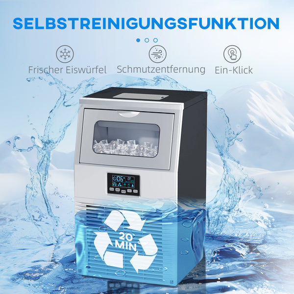 Eiswürfelmaschine gewerblich mit LED-Anzeige und Schaufel