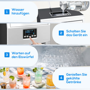 Eiswürfelmaschine gewerblich mit LED-Anzeige und Schaufel