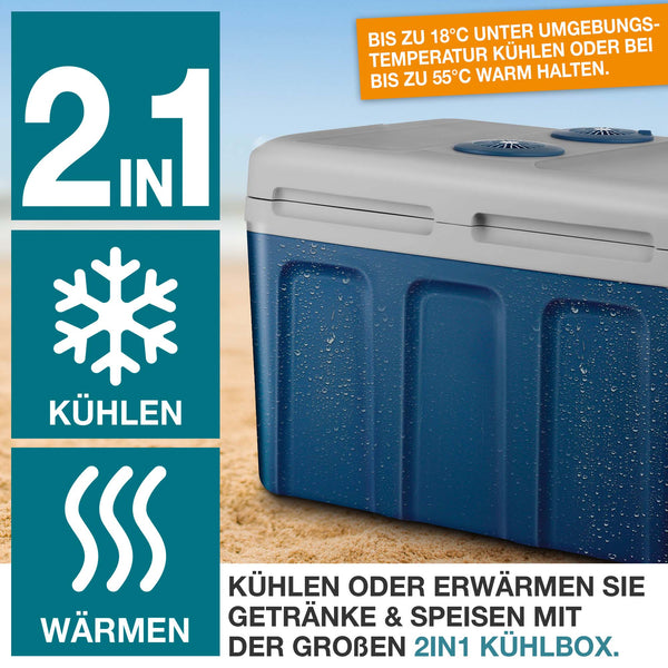 Elektrische 2-in-1 Kühlbox & Wärmebox 40l mobil & geräuscharm