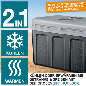 Elektrische 2-in-1 Kühlbox & Wärmebox 40l mobil & geräuscharm
