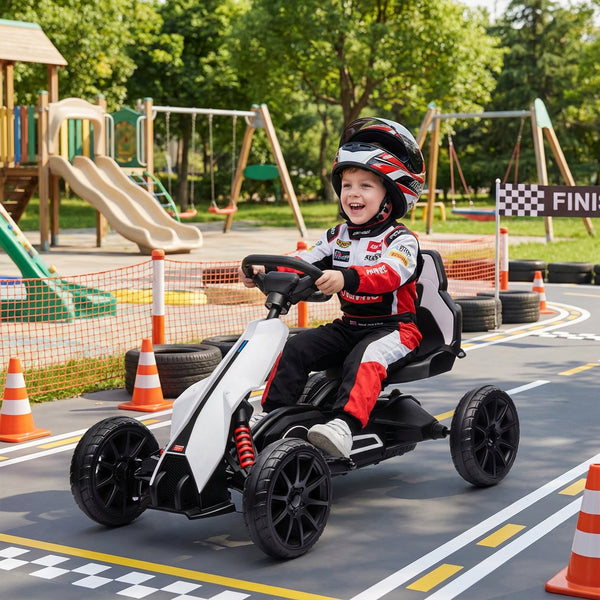 Elektro Go-Kart für Kinder mit Sicherheitsgurt und Rückenlehne