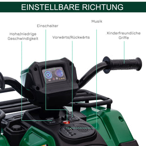 Elektro-Kinderquad Kinderfahrzeug mit LED ab 3 Jahren Schwarz-Grün