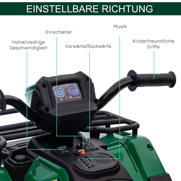 Elektro-Kinderquad Kinderfahrzeug mit LED ab 3 Jahren Schwarz-Grün