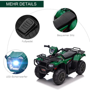 Elektro-Kinderquad Kinderfahrzeug mit LED ab 3 Jahren Schwarz-Grün