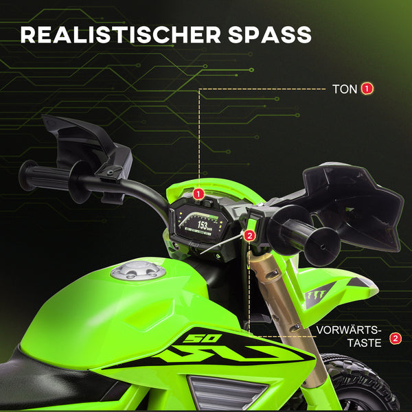 Elektro-Motorrad für Kinder 6V mit Stützrädern und Sound