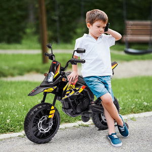 Kinder Elektro-Motorrad mit Stützrädern LED und Musik gelb