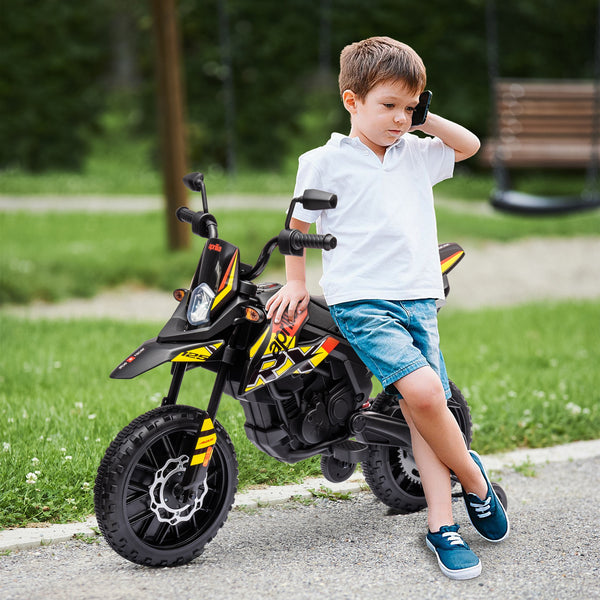 Kinder Elektro-Motorrad mit Stützrädern LED und Musik gelb