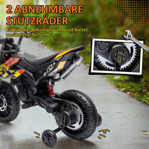 Kinder Elektro-Motorrad mit Stützrädern LED und Musik gelb
