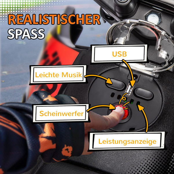 Kinder Elektro-Motorrad mit Stützrädern LED und Musik gelb