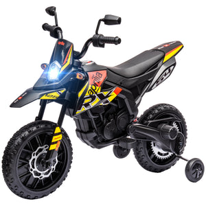 Kinder Elektro-Motorrad mit Stützrädern LED und Musik gelb