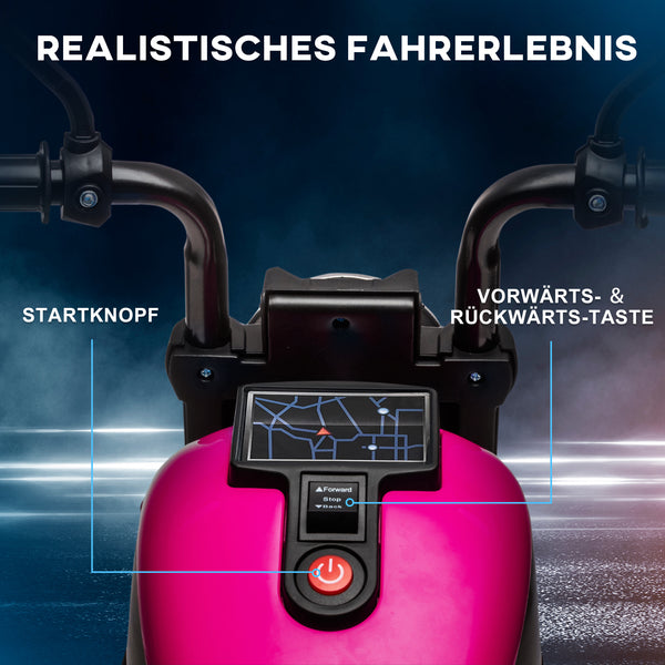 Elektro-Motorrad Kinderfahrzeug mit Stützrädern 1.5-3 Jahre Rosa