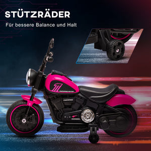 Elektro-Motorrad Kinderfahrzeug mit Stützrädern 1.5-3 Jahre Rosa