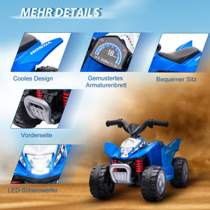 Elektro-Quad Kinderfahrzeug LED Hupe ab 18 Monaten Blau