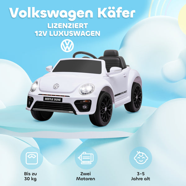 Kinder-Elektroauto Kinderfahrzeug 12V mit Fernbedienung & Musikfunktion 3-5 Jahre Weiss