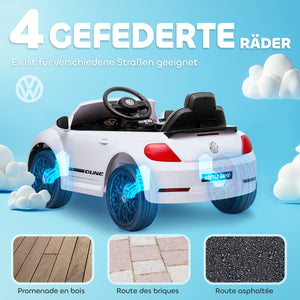Kinder-Elektroauto Kinderfahrzeug 12V mit Fernbedienung & Musikfunktion 3-5 Jahre Weiss