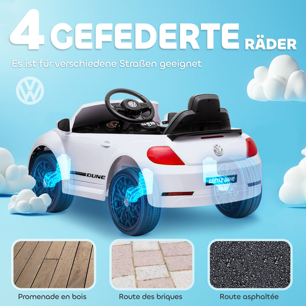Kinder-Elektroauto Kinderfahrzeug 12V mit Fernbedienung & Musikfunktion 3-5 Jahre Weiss