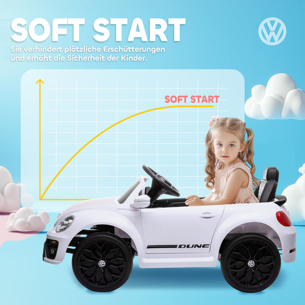 Kinder-Elektroauto Kinderfahrzeug 12V mit Fernbedienung & Musikfunktion 3-5 Jahre Weiss