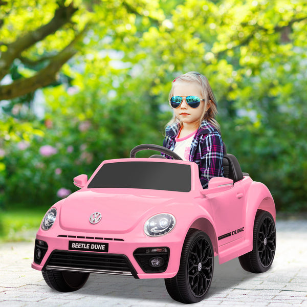 Kinder-Elektroauto Kinderfahrzeug 12V mit LED-Lichtern & USB-Anschluss 3-5 Jahre Rosa