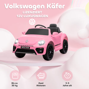 Kinder-Elektroauto Kinderfahrzeug 12V mit LED-Lichtern & USB-Anschluss 3-5 Jahre Rosa