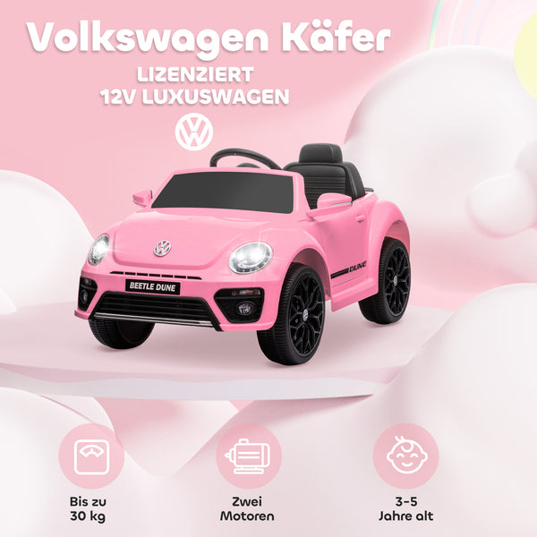 Kinder-Elektroauto Kinderfahrzeug 12V mit LED-Lichtern & USB-Anschluss 3-5 Jahre Rosa